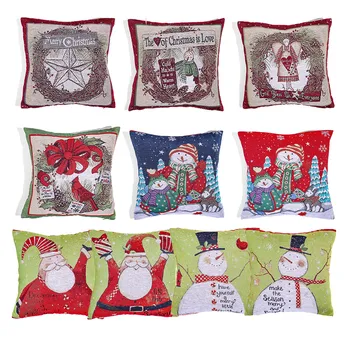 

Christmas Pillow Case Retro Print Linen Pillowslip Throw Pillow Case Car Sofa Cushion Cover Christmas Decorations for Home Hotel