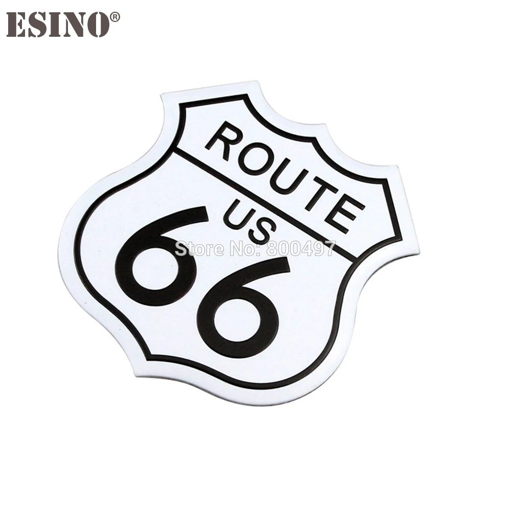 Автомобильный знак US Route 66 3D металлический хром Алюминиевый сплав эмблема