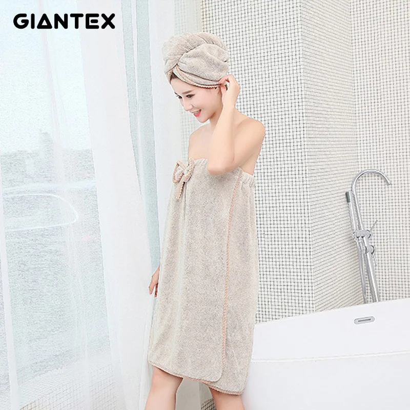 Женское банное полотенце из микрофибры GIANTEX для взрослых набор полотенец