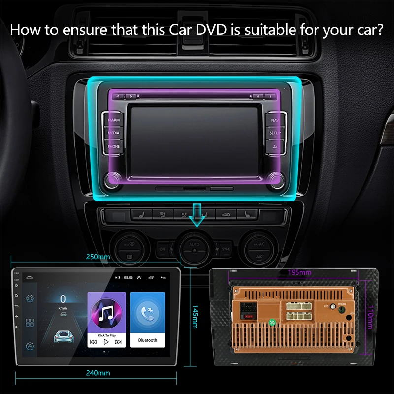 2din 10Inch Android 8.1 Car Radio Multimedia Player Universal Auto Stereo GPS Navigation for Volkswagen Toyota Honda Nissan CR-V