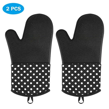 

1 Pair Kitchen Fireproof Gloves Silicone Oven Mitts Professional Heat Resistant Baking Gloves BBQ Grill Mittens