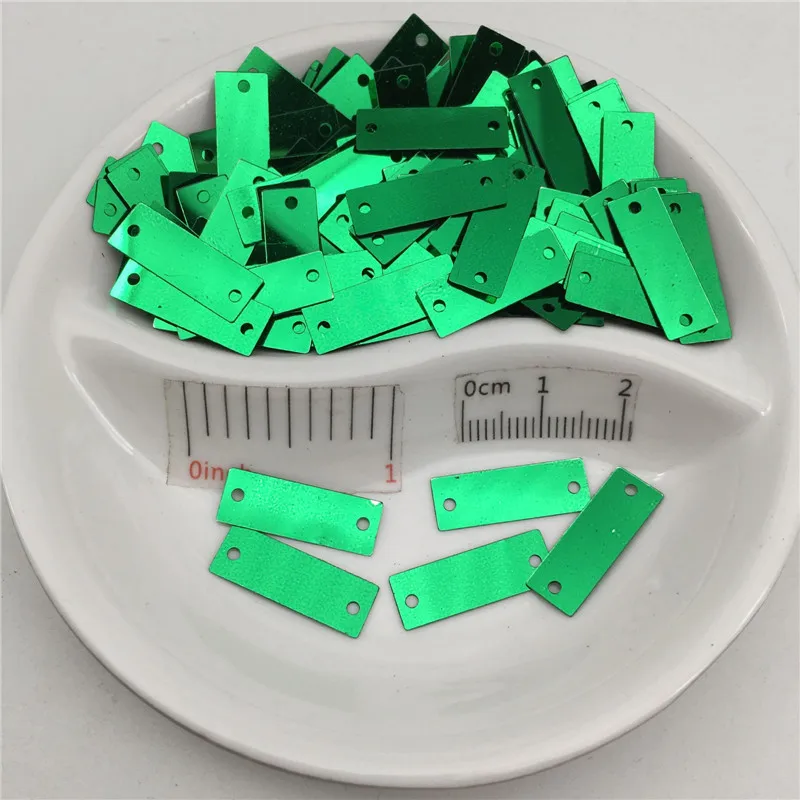 Dark Green 6*19 мм прямоугольная планка с двумя отверстиями, Плоские Блестки для шитья, Свадебное Ремесло, аксессуары для одежды для женщин и детей - Цвет: Dark Green