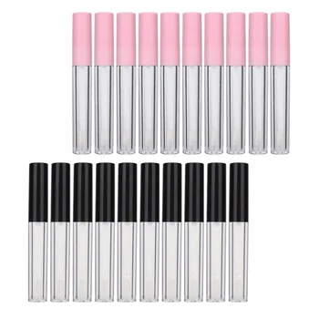 

1 Set 20 Pcs Mini Plastic Lip Bottles Empty Lip Gloss Tubes Sample Containers Clear Refillable Lip Bottles (Black Pink)