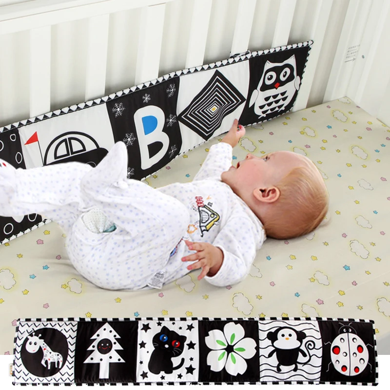 Baby Crib Bumper Infant Bedding Nursery Colorful Cloth Book Rattles Comfy Plush 