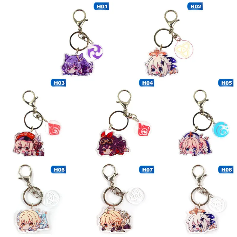 Anime Keychain Genshin Impact Venti Paimon Player Diluc Klee Man Key Chain For Womens Cute Bag Pendant Key Ring Gift 2021