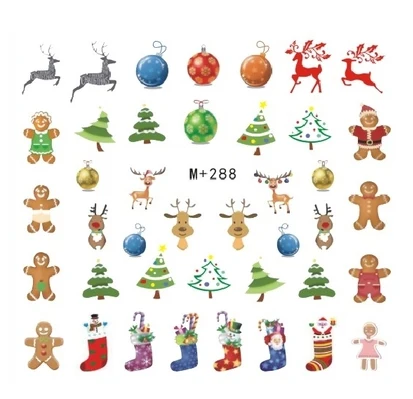 5 pcs Christmas nail stickers Japan Korea nail watermark stickers cartoon christmas tree snowflake Snowman reindeer gift - Цвет: Белый