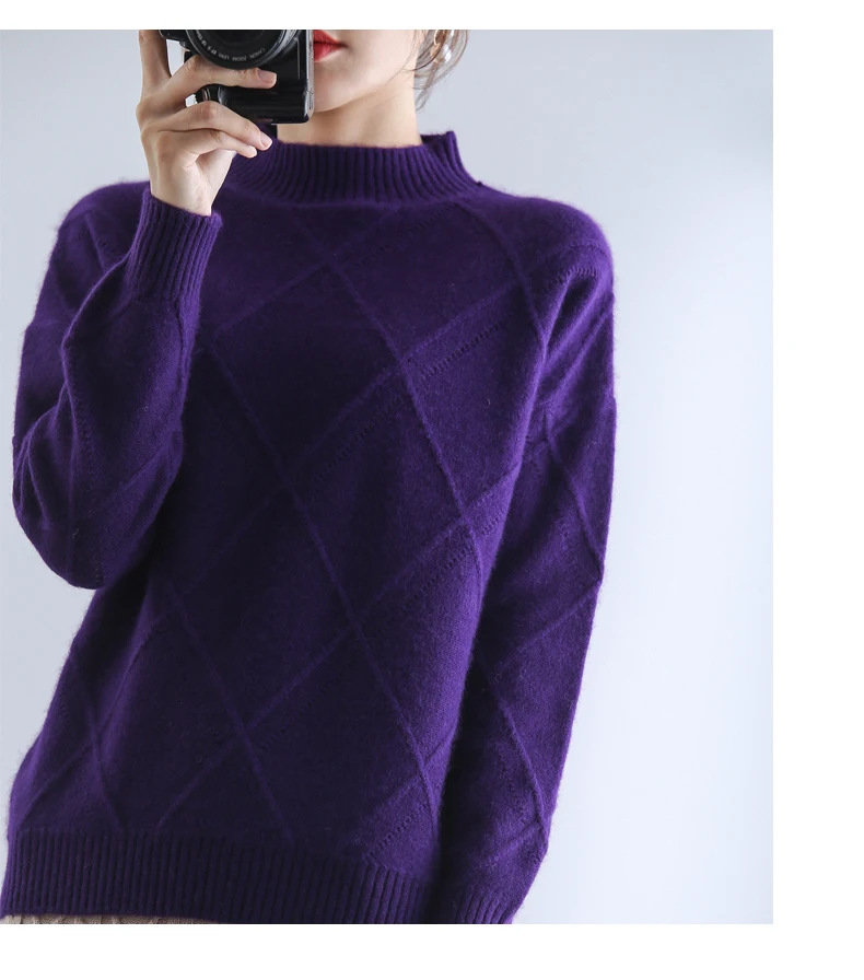 Smpevrg женский толстый кашемировый свитер, женские пуловеры с длинным рукавом и высоким воротником, свободные пуловеры, женский свитер, вязаные джемперы