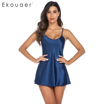 

Ekouaer Women Sexy Nightgown Spaghetti Strap Mini Sleepwear Dress Lingerie Chemise Sleepshirts Summer Nightdress