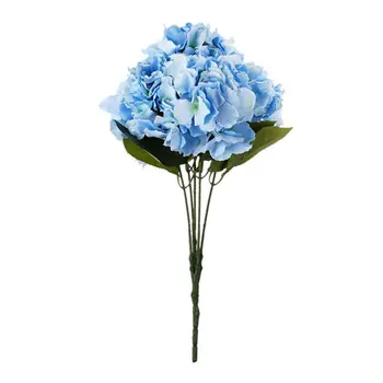 

Artificial Hydrangea Flower 5 Big Heads Bouquet (Diameter 7" each head) Blue