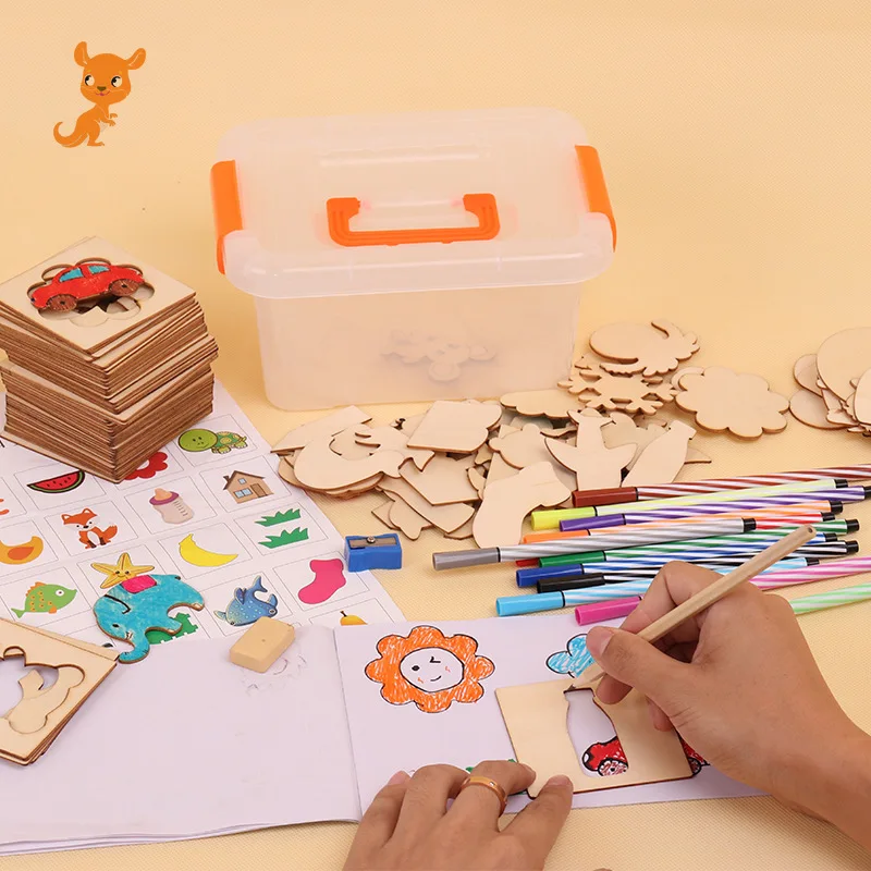 

Newest 100pcs board School Paint Tools Educational Coloring Book Paint Learning Coloring Board drawing board Wooden Drawing toy