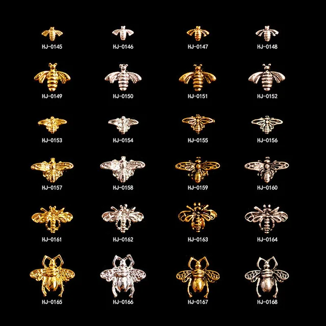 Breloques en alliage de métal pour nail art, accessoires de bijoux rétro, or, argent, équation d'abeille, rivet, fournitures de décorations, 100 pièces, N64.Accesorios 1