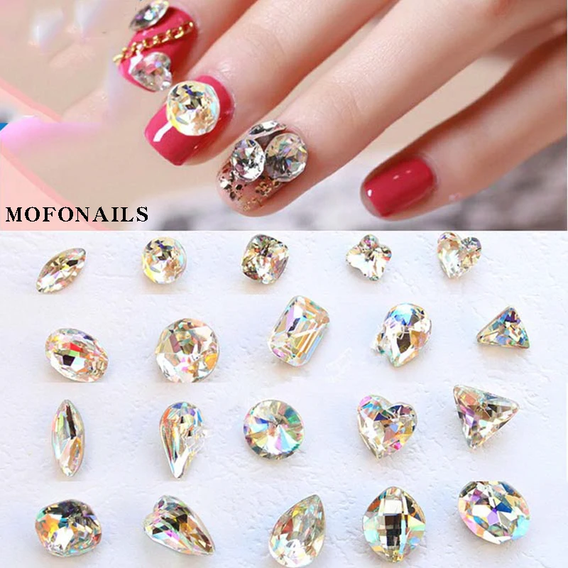 MOFONAILS 3D Стразы для ногтей(ML1615-ML1630) Dazzle K9 стеклянные украшения для ногтей Стразы DIY наконечник блестящие стразы 100 шт./лот