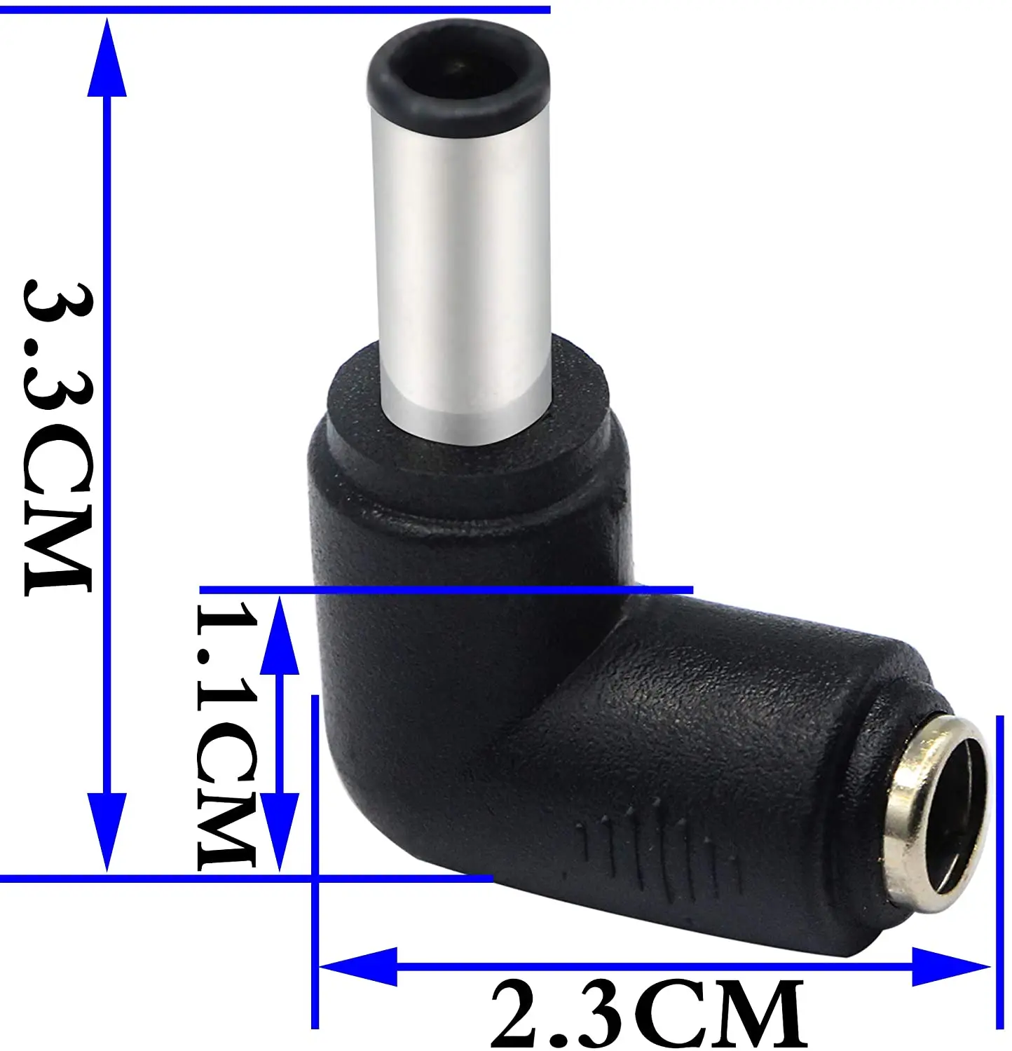 2pack DC6.0x4.3mm Male 90 Degree Angle to DC5.5x2.1mm Female Adapter DC Barrel Power Jack Charging Cable Connector for Tablet