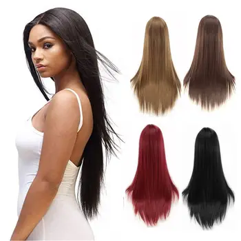 

Women Long Straight Synthetic Wig Adjustable Hairnet Cosplay Party Hairpiece The hairnet fixes on head,the wig won't be off easy