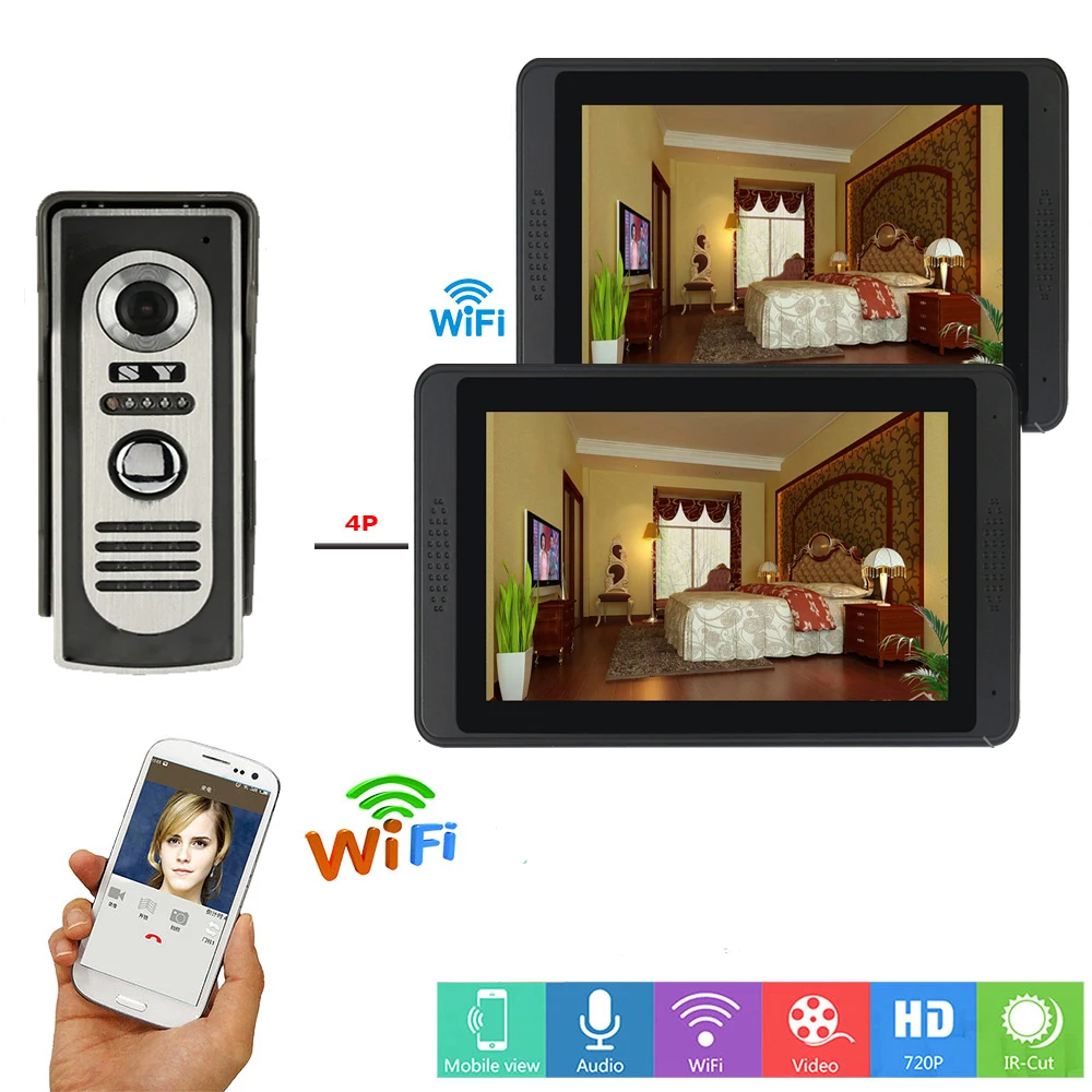 

SmartYIBA 7"Smart Wireless Wifi Video Doorbell Intercom Remote View Home Security Monitoring 1000TVL Doorbell Doorphone System