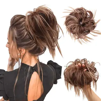 

Synthetic Chignon Messy Scrunchie Elastic Band Hair Bun Straight Updo Hairpiece High Temperture Fiber Natural Fake Hair