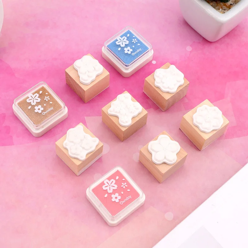 One Legend Sakura Блестящий деревянный комплект уплотнений милый мультфильм КПК diy Украшение штамп с чернильной подушечкой