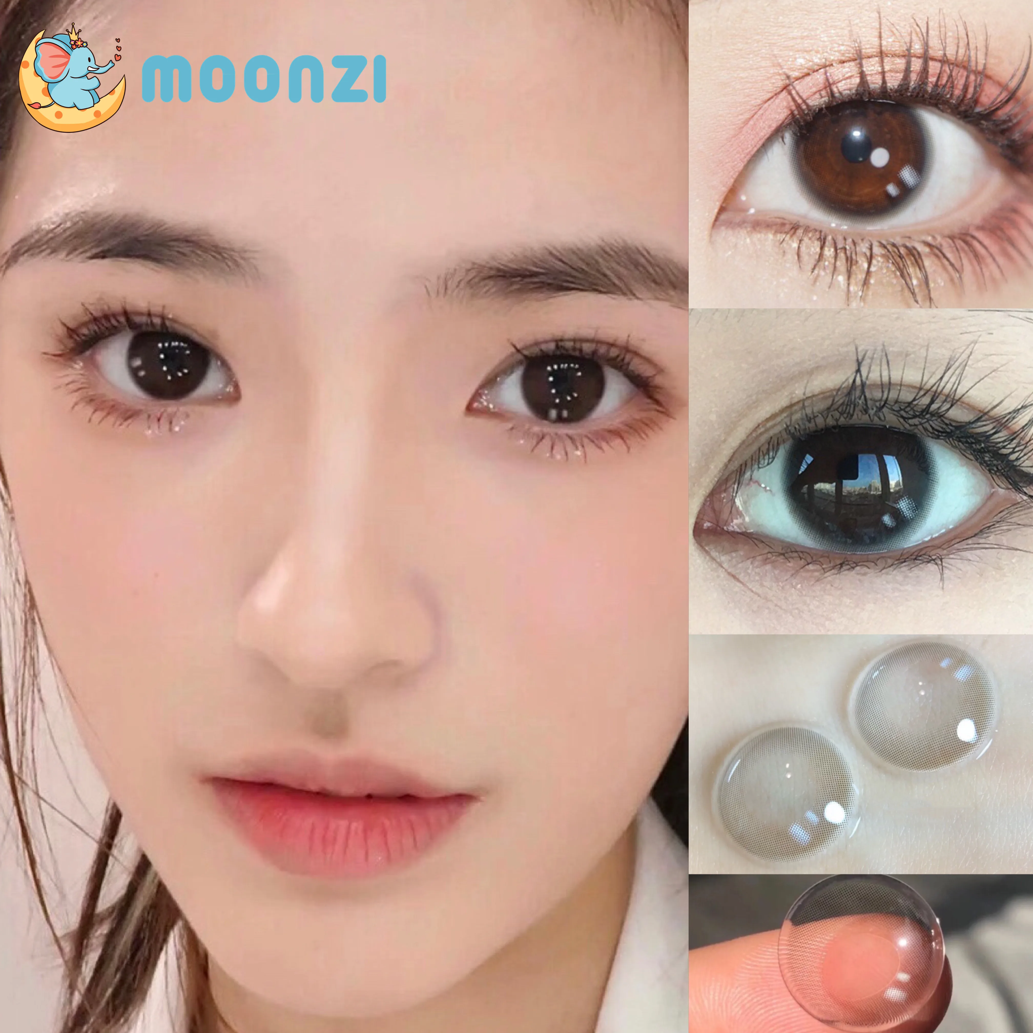 MOONZI-lentes de contacto de color negro para pupila, lentillas bonitas para los ojos, para miopía, graduadas al año