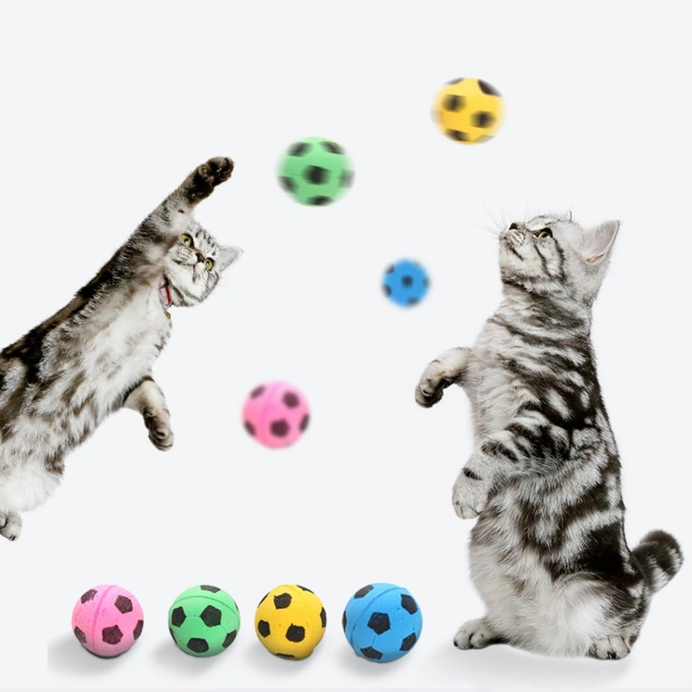 4pcs Cat Toy Ball Interactive Cat Toys Play Chewing Scratch Natural Foam Sponge Football Training Pet Supplies