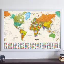 1 шт. холст винтажная карта мира страны флаг картина маслом Ретро 180x122 см Национальный флаг размер постера украшение стены 180x122