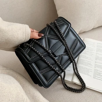 

2020 Shoulder Messenger Bag Rivet Chain Small Crossbody Bags For Women Lady Luxury Handbags