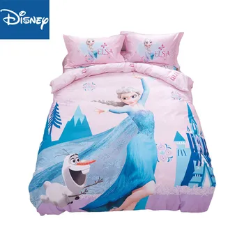 

Frozen Elsa cotton bedding sets queen size disney princess duvet cover 3/4pcs girl kids bed linens 3d cartoon home textil hot