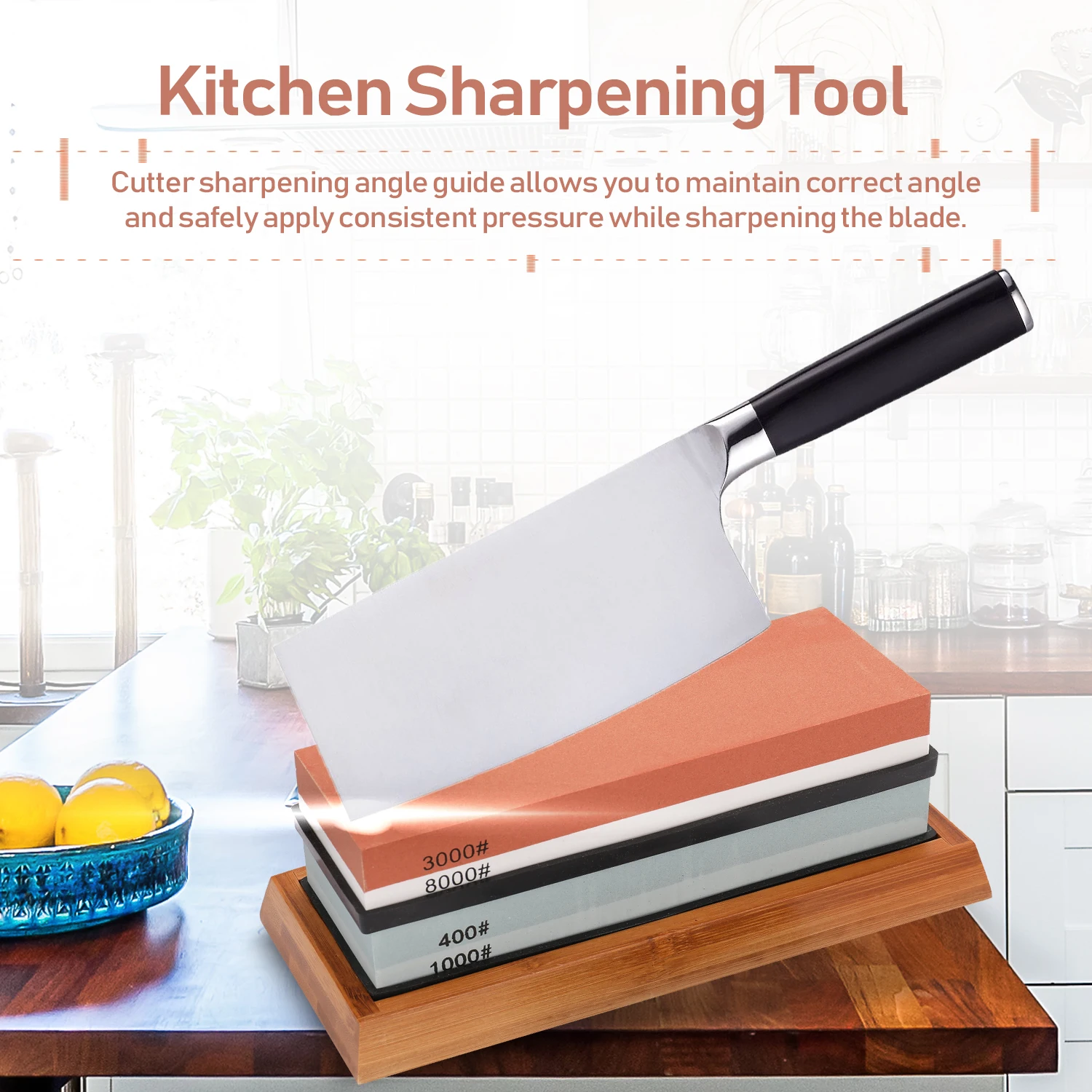 knife sharpener Premium Whetstone Cut Sharpening grindstone Set Ideal Sharpener for All Blades Non Slip Base Cutter Sharpener