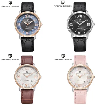 

PAGANI DESIGN Fashion Casual Women Quartz Watch Automatic Date Pink Elegant Case Leather Waterproof Lady Watch Relogio Feminino