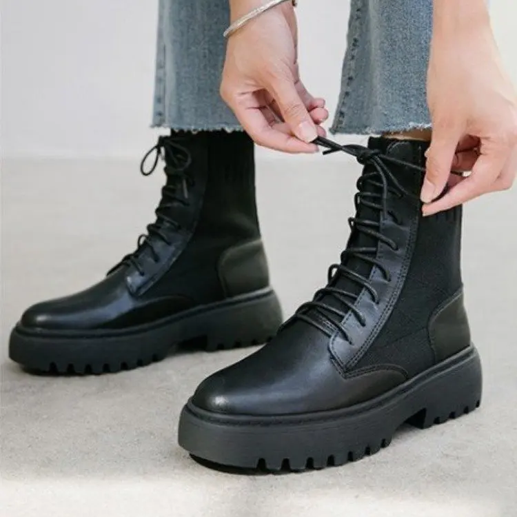 

Martin Boots Women's 2019 Autumn & Winter New Style Europe And America Women's Boots Chunky Heel Versatile Europe And America Fa