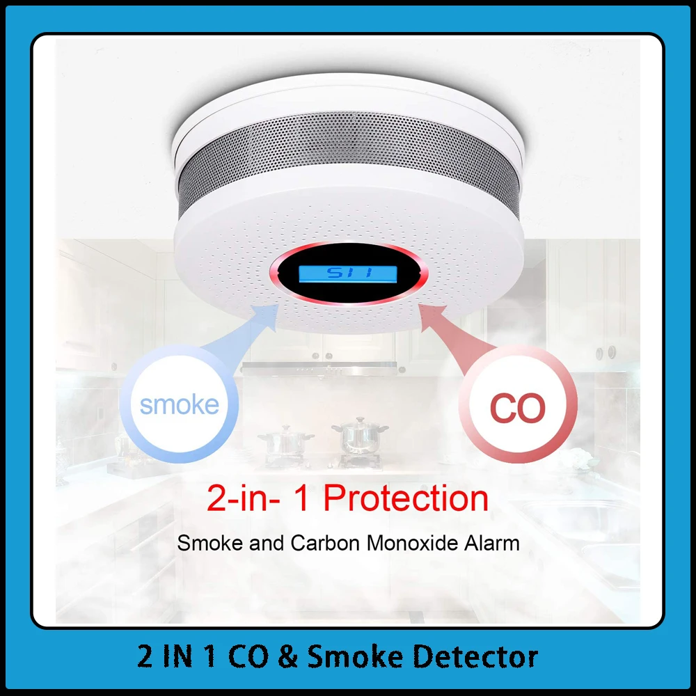Independent Carbon monoxide Photoelectric Smoke detection Sensor Household CO Gas Leakage Alarm Detector Digital