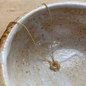 

925 Sterling Silver Round Bead Chain Flower Choker Necklace 18K Gold O T Buckle Elegant Necklace for Women 925 Jewelry