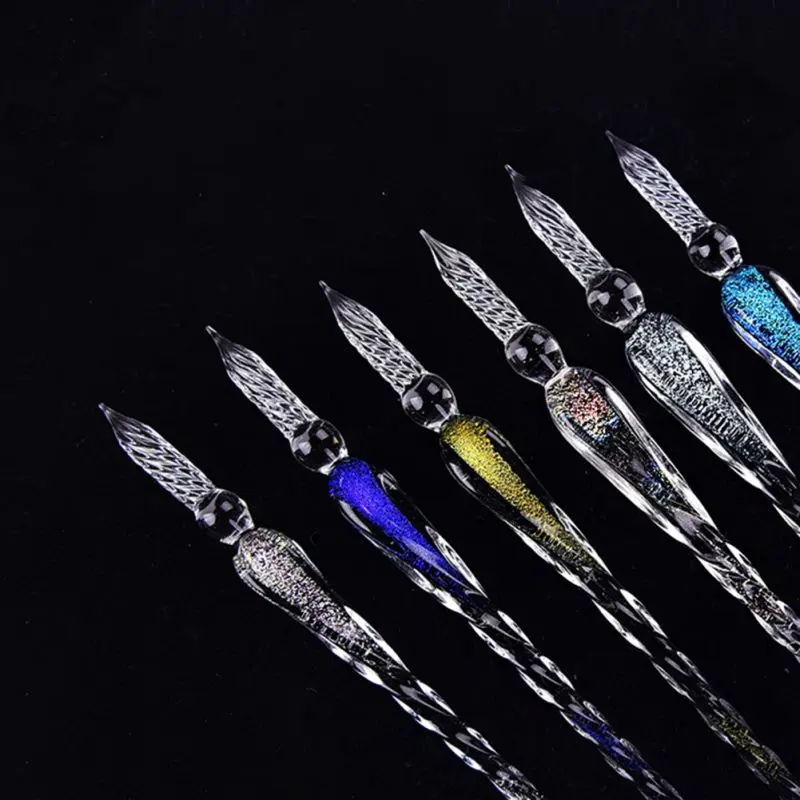 

Glass Dip Pen Faux Crystal Ink Signature Inside Flower for Writing Art Decor Gift