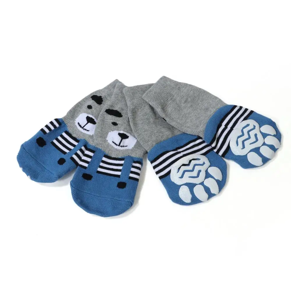 

Indoor Pet Dog Cat Socks Anti-Slip Paw Protector Traction Control for Wear Knitted Pet Dog Cat Socks Rubber Reinforcement 4 Pcs