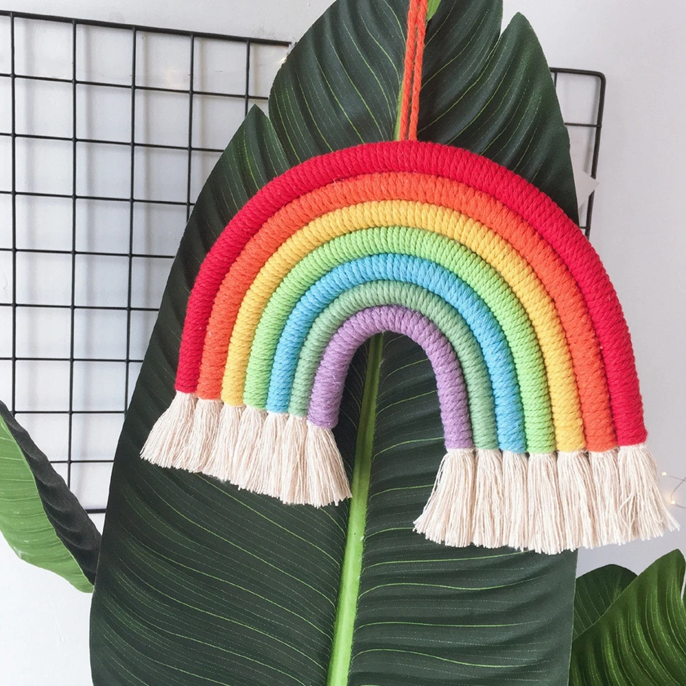 Colorful Woven Rainbow Decor Cute Tassel Ornament Cloud Wall Hanging Home For Nursery Children Bedroom JCX1069 | Дом и сад
