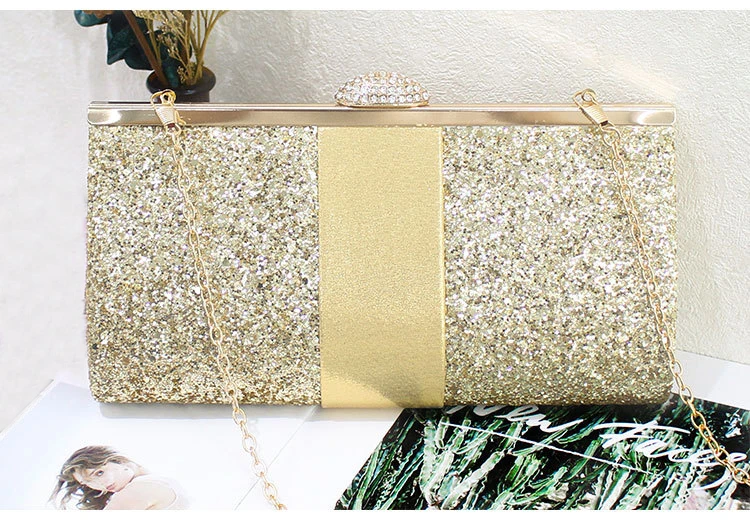 Luxy Moon Gold Pailletten-Clutch, Vorderansicht