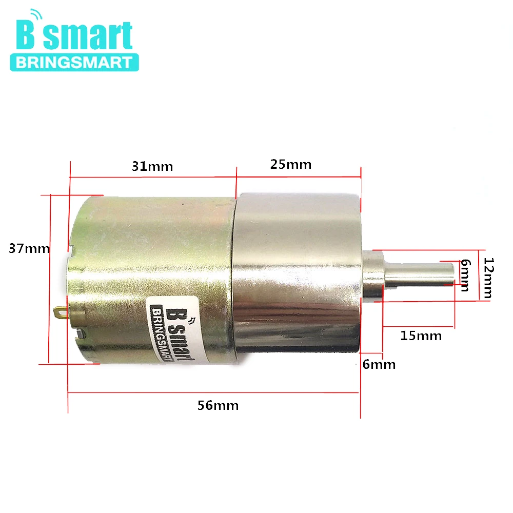 Bringsmart 37GB520 DC 12 вольт мотор 24V редуктор Мини ed с высоким крутящим моментом