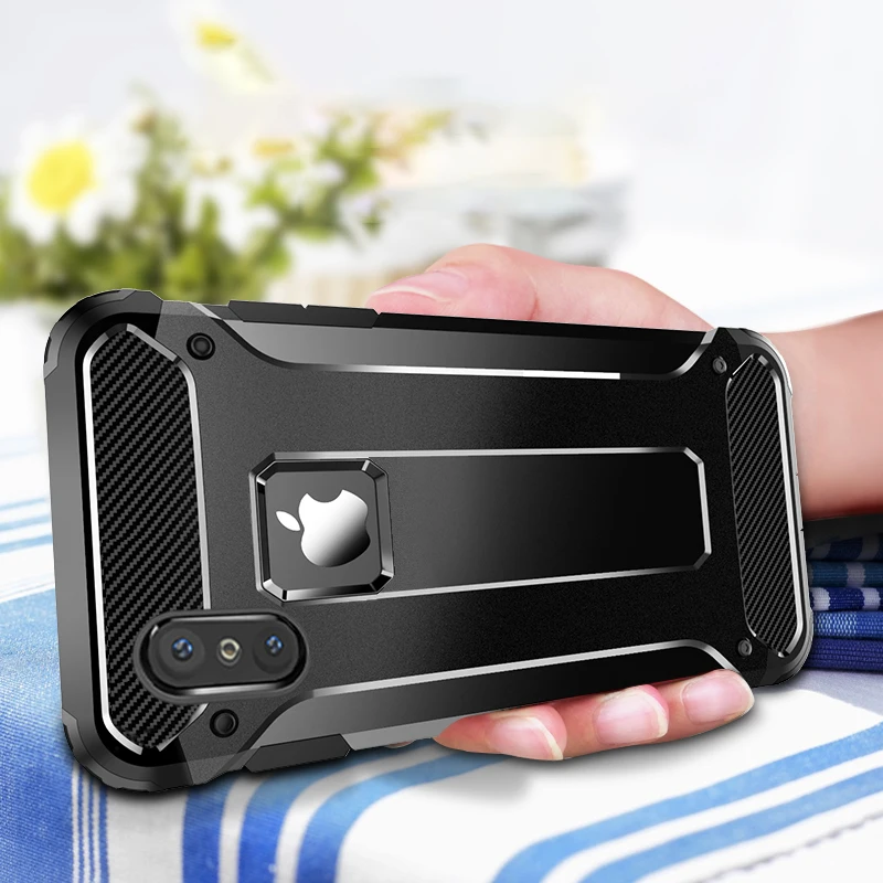 Гибридный защитный чехол для iphone 7 8 6 6s Plus XS MAX X 10 XR 5 SE военный уровень PC + ТПУ мягкий