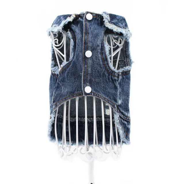 Giacca In Jeans Per Cani - T-shirt Denim Blù Lavabile Per Cani E Gatti - Foto 3