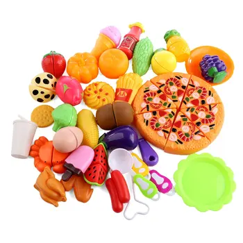

40pcs Child Play House Sets Plastic Cooking Toy Kits Pretend and Play Game Early Educational Toy with Pink Basket