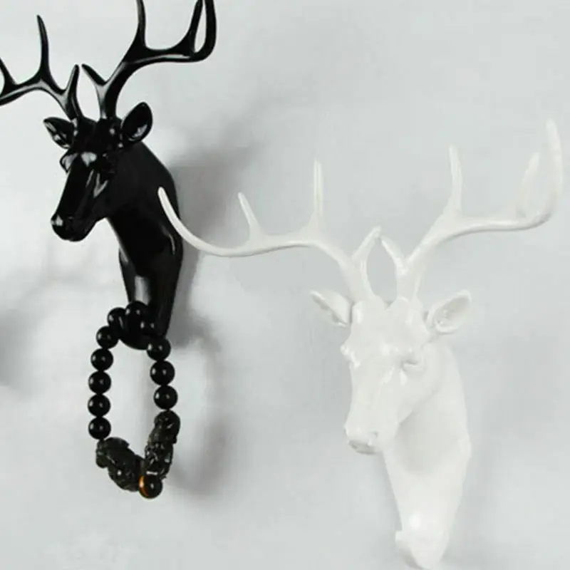 

1PC Wall Hook Keys Rack Deer Animal Head Antlers Home Hanging Clothes Hat Scarf Hooks Home Livingroom Decor