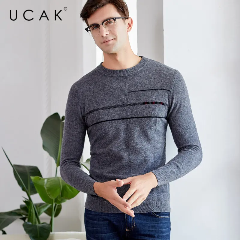 UCAK Brand Pure Merino Wool Sweater Men Streetwear Casual O-Neck Pull Homme Autumn Winter Thick Warm Cashmere Pullover Men U3037 UCAK Brand Pure Merino Wool Sweater Men Streetwear Casual O-Neck Pull Homme Autumn Winter Thick Warm Cashmere Pullover Men U3037