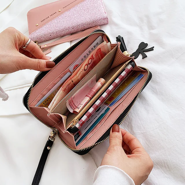New Women Wallets Lady Purses Wristlet Handbags Coin Purse Zipper Long Clutch Wallet Card Holder Burse Bags Billfold Dropshiping 5