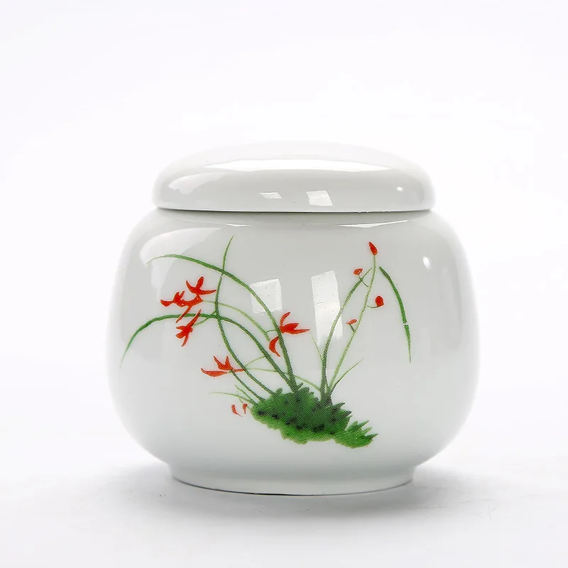 Pu 'er банка для чая кунг-фу чайный сервиз аксессуары для пасты жидкости Банка керамическая банка для чая цветок банка для хранения банок Китай традиционный бак - Цвет: taocigailanhua