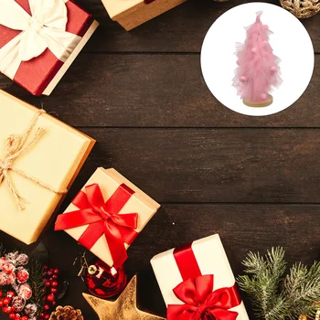 

1Pc Wooden Decoration Desktop Decor Gauze Ornament Christmas Tree Ornament Christmas Adornment for Party Gift