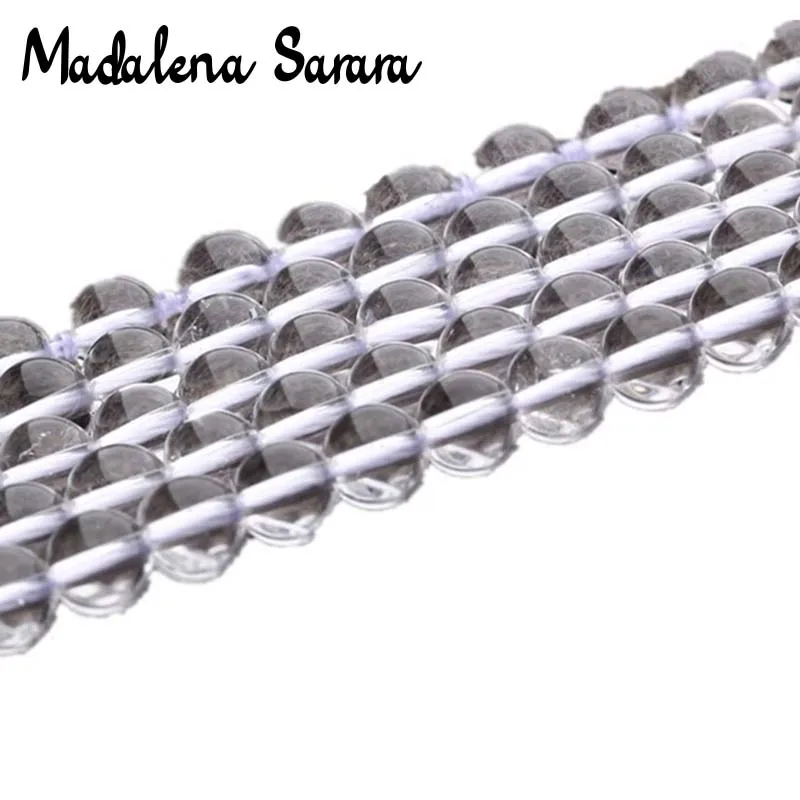 MADALENA SARARA AAAA 4 мм/6 мм/8 мм/10 мм/12 мм/14 мм натуральный белый кварц Бусины Нить 18 &quotдля