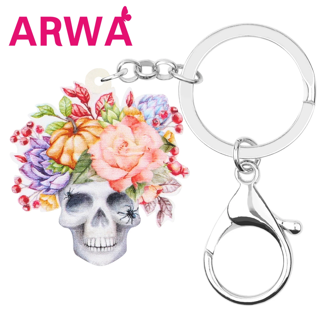 ARWA Acrylic Halloween Flower Skeleton Skull Keychains Big Key Ring Jewelry For Women Kids Girls Fashion Gift Wallet Accessories | Украшения