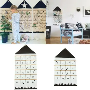 

16/24 Pockets Calendar Storage Bag Canvas Wall Hanging Sack Bag Bags Home Decor Calendar Storage Bag For Children Alphanume X4X9