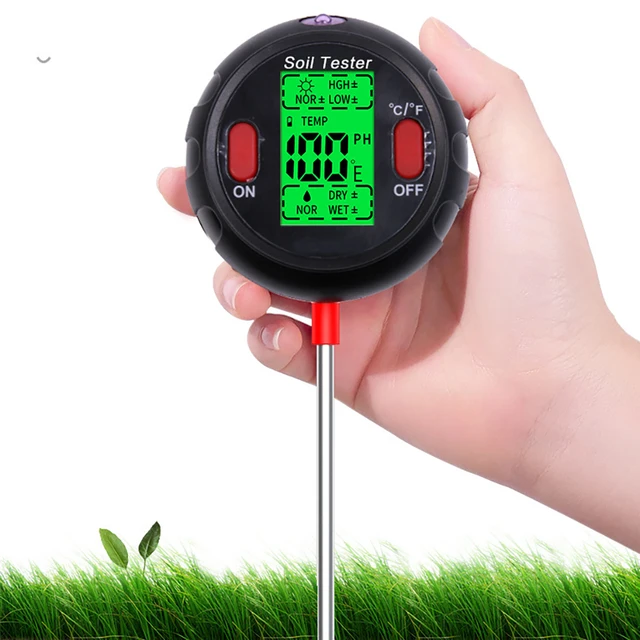 Forró, Kiváló Minőségű Multifunkcionális Digitális Talajérzékelő Talaj Ph -Érték Tesztelő Hőmérséklete És Páratartalma Detektor