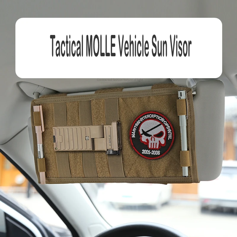 Tactical MOLLE Vehicle Sun Visor Organizer Truck Car Visor Panel EDC Tool Multi-pocket CD Storage Bag Pouch Auto Accessories