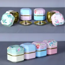Цветочный жестяной контейнер для чая, коробка для хранения кофейных конфет, чайная коробка в форме ромба, металлический чехол, Свадебная подарочная коробка
